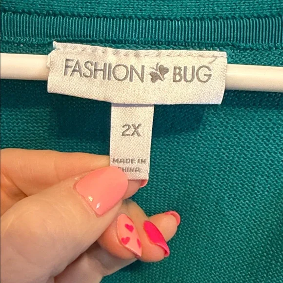 Fashion Bug Turquoise V-Neck Cardigan - Picture 3 of 10